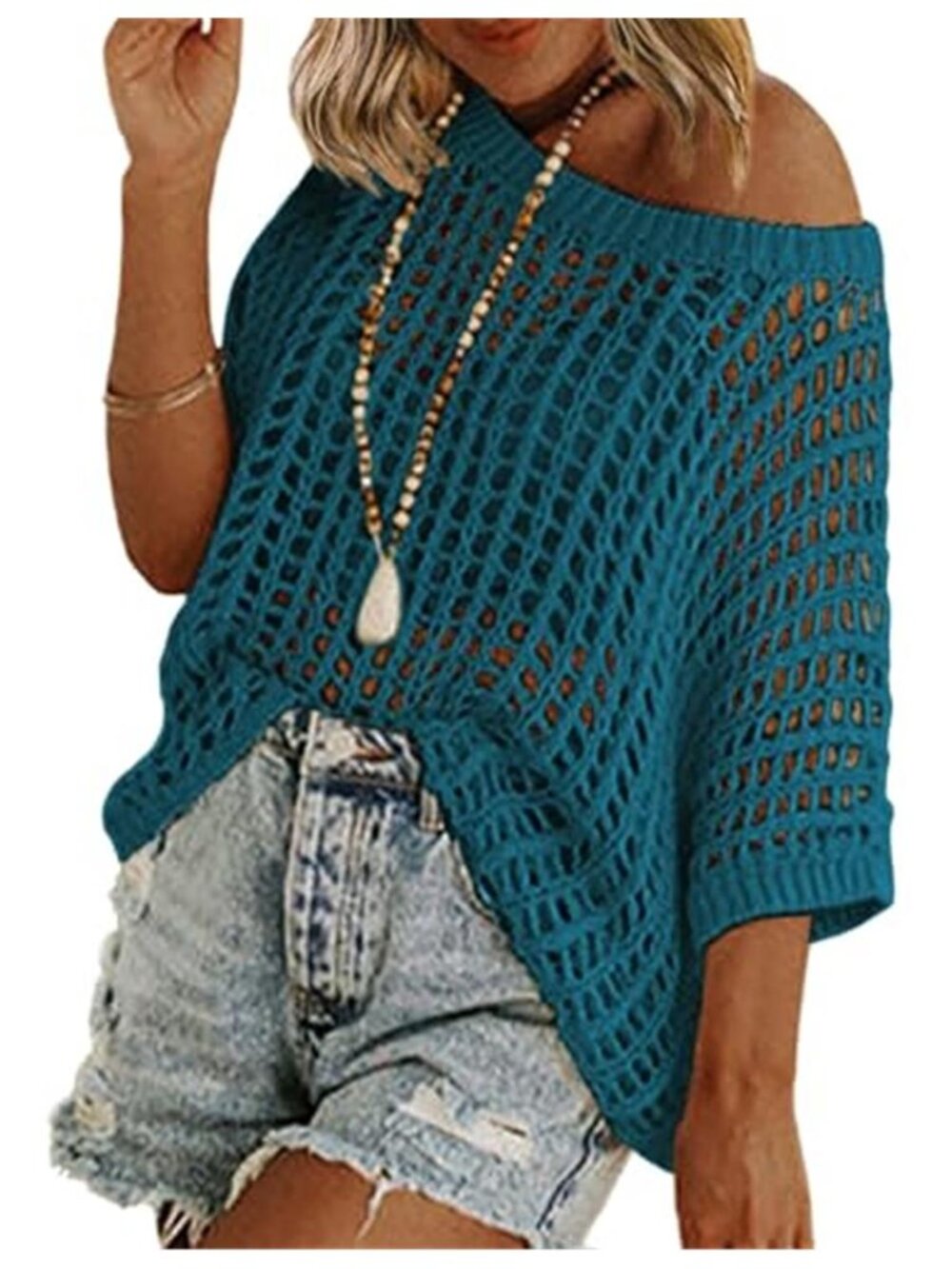 Womens Crochet Sweater Hollow Out Cover Up Summer Knit Beach Pullover Top
